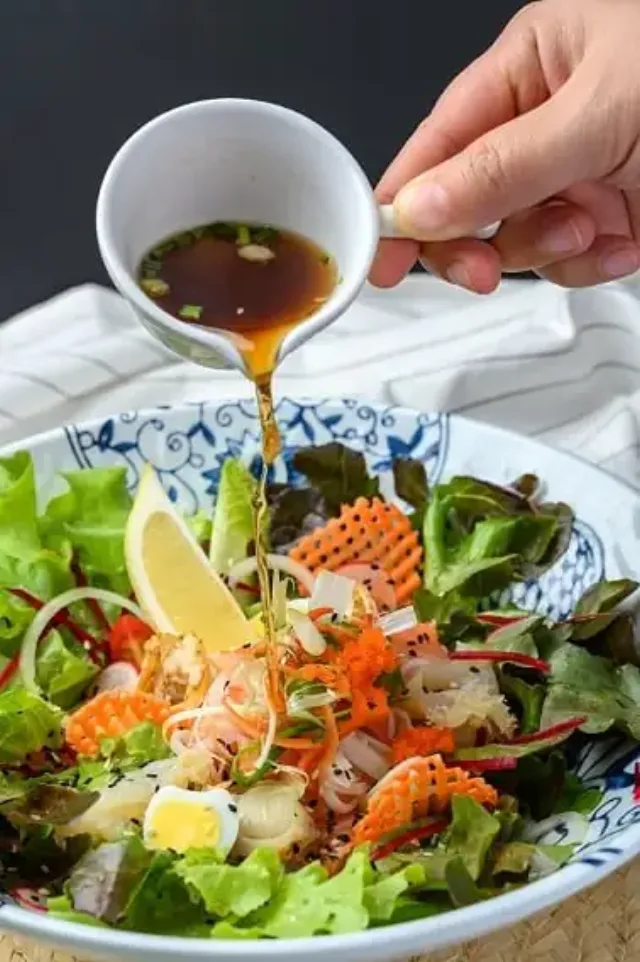 Hokkaido Salad (Scallops, Fresh Salmon / Crab Sticks and Jellyfish)