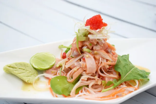 Spicy Salmon and Crab Stick Salad